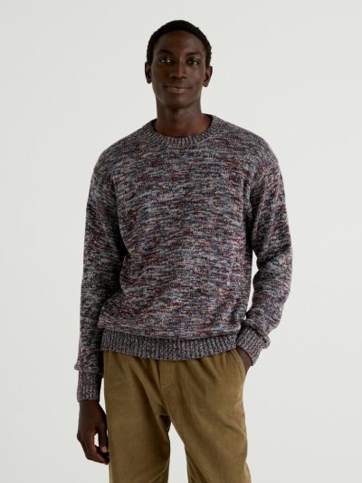 Men's Benetton Cashmere Blend Crew Neck Sweaters Multicolor | NZ772361