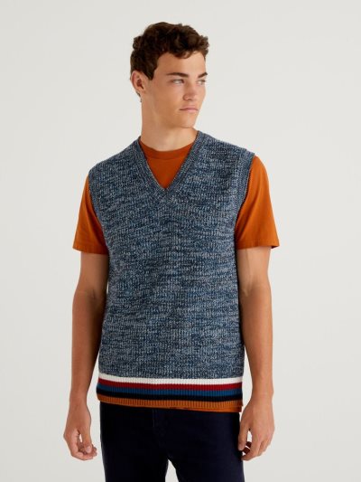 Men's Benetton Cashmere Blend Vest Light Blue | NZ156922