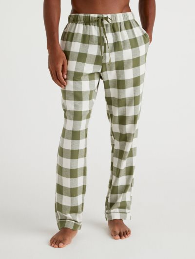 Men's Benetton Check Drawstring Trousers Brown | NZ095491
