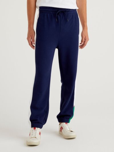 Men's Benetton Color Block Joggers Dark Blue | NZ301935