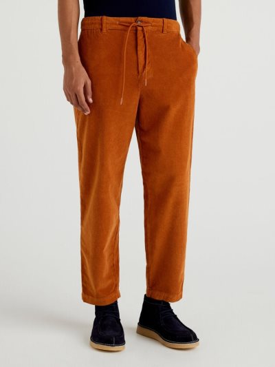 Men's Benetton Corduroy Joggers Burnt | NZ254122