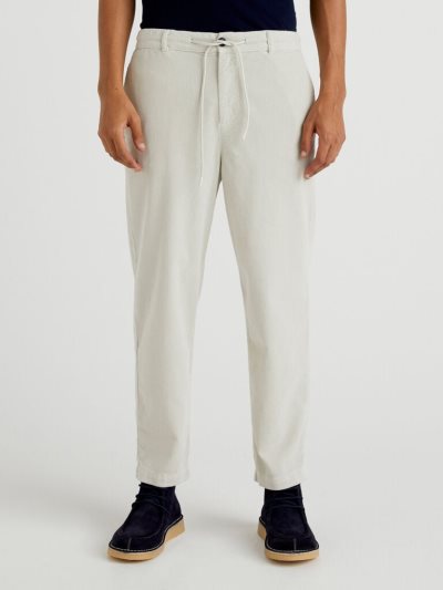 Men's Benetton Corduroy Joggers Light Grey | NZ010601