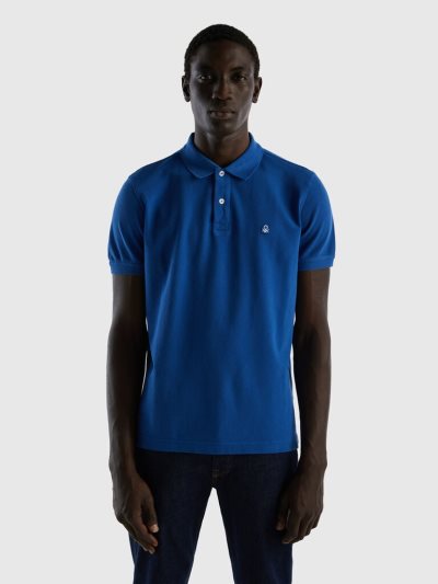Men's Benetton Cornflower Blue Regular Fit Short Sleeve Polos Bright Blue | NZ794473