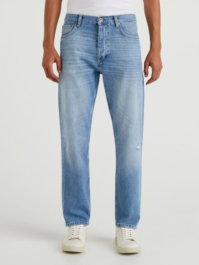 Men's Benetton Cropped Jeans Sky Blue | NZ700521