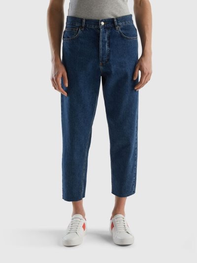 Men's Benetton Cropped Loose Fit Jeans Blue | NZ938291