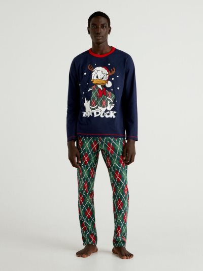 Men's Benetton Donald Duck Christmas Pyjamas Dark Blue | NZ493926