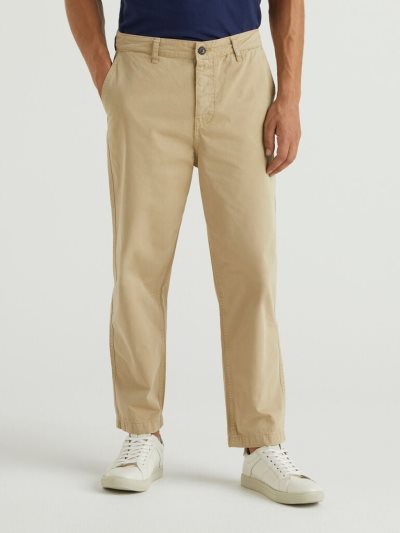 Men's Benetton Dropped Crotch Chinos Beige | NZ945672