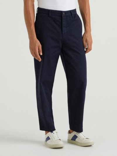 Men's Benetton Dropped Crotch Chinos Dark Blue | NZ613212