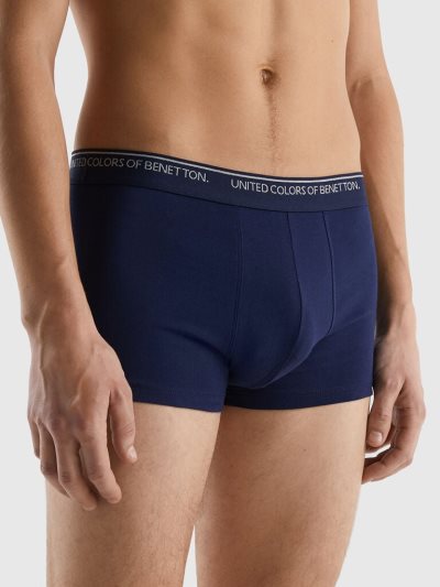 Men's Benetton Fitted Organic Cotton Boxers Dark Blue | NZ002101