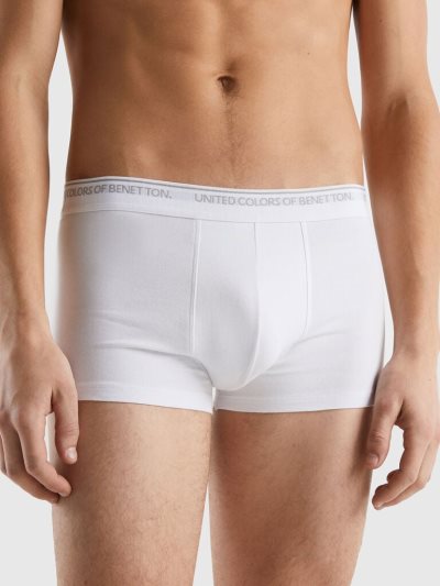 Men's Benetton Fitted Organic Cotton Boxers White | NZ701814