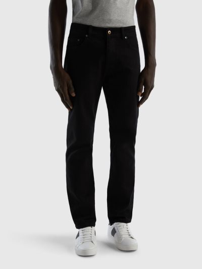 Men's Benetton Five Pocket Slim Fit Jeans Black | NZ516821