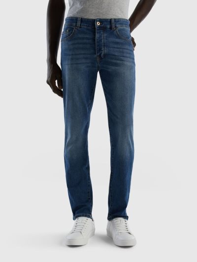 Men's Benetton Five Pocket Slim Fit Jeans Blue | NZ886862
