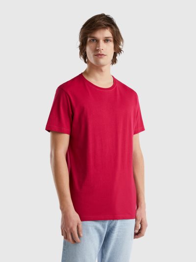 Men's Benetton Fuchsia Short Sleeve T-shirts Fuchsia | NZ115857