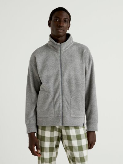 Men's Benetton High Neck Warm Fleece Sweaters Dark Grey | NZ571618
