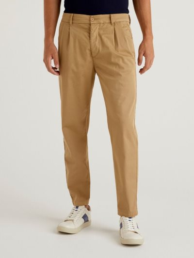 Men's Benetton Lightweight Carrot Fit Chinos Beige | NZ610315