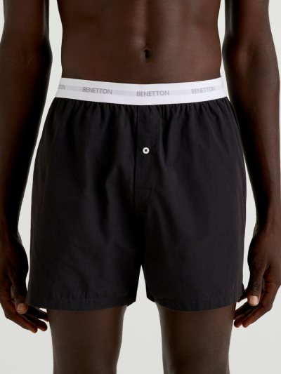 Men's Benetton Logoed Elastic Boxers Black | NZ621439