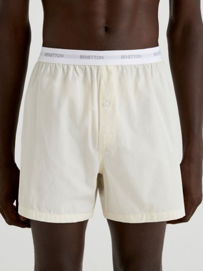Men's Benetton Logoed Elastic Boxers Cream White | NZ273091
