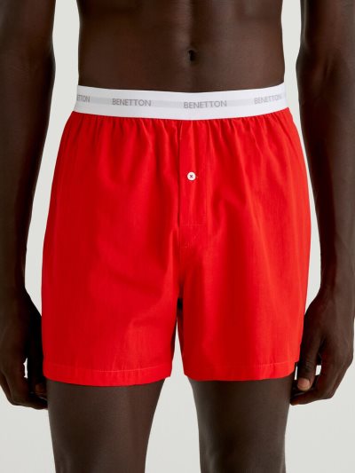 Men's Benetton Logoed Elastic Boxers Red | NZ008474