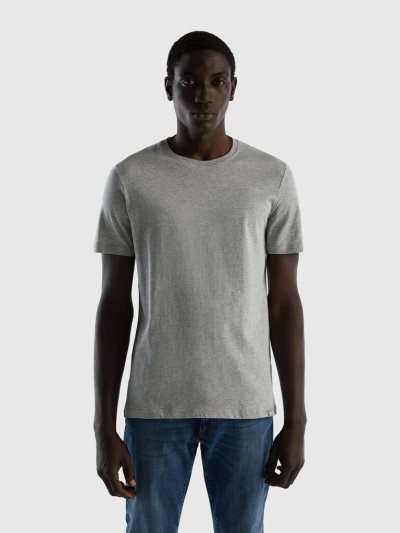 Men's Benetton Mélange Gray Short Sleeve T-shirts Light Grey | NZ232635