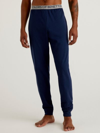 Men's Benetton Organic Cotton Trousers Dark Blue | NZ452888