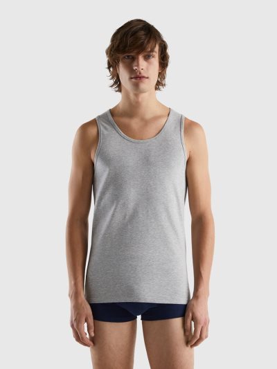 Men's Benetton Organic Stretch Cotton Tanks Light Grey | NZ951095