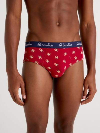 Men's Benetton Patterned Stretch Cotton Briefs Multi-color | NZ533379