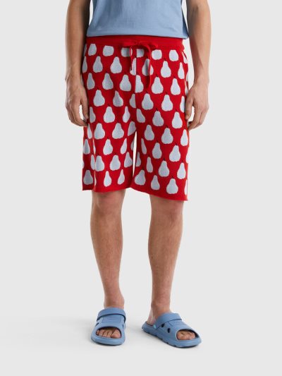 Men's Benetton Pear Pattern Bermudas Red | NZ574348