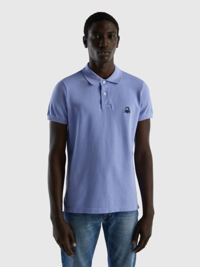 Men's Benetton Periwinkle Violet Slim Fit Short Sleeve Polos Periwinkle | NZ201232