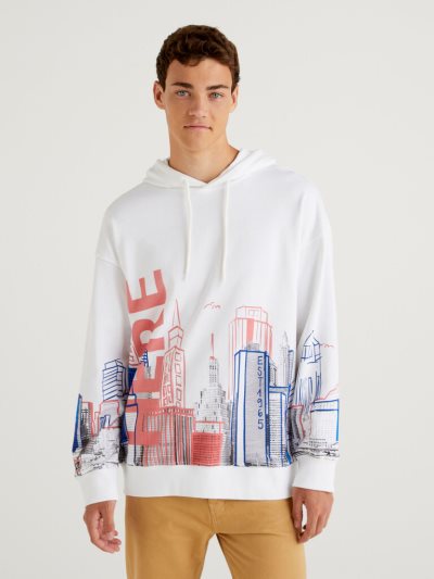 Men's Benetton Print Hoodie Multi-color | NZ156759