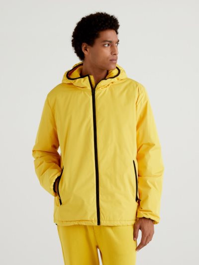 Men's Benetton Rain Defender Hooded Light Jackets Yellow | NZ496266