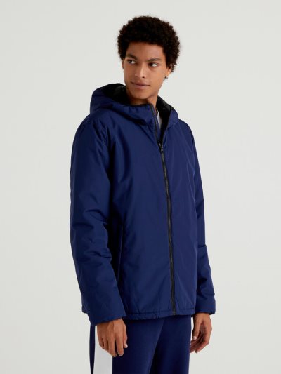 Men's Benetton Rain Defender Hooded Light Jackets Dark Blue | NZ908034