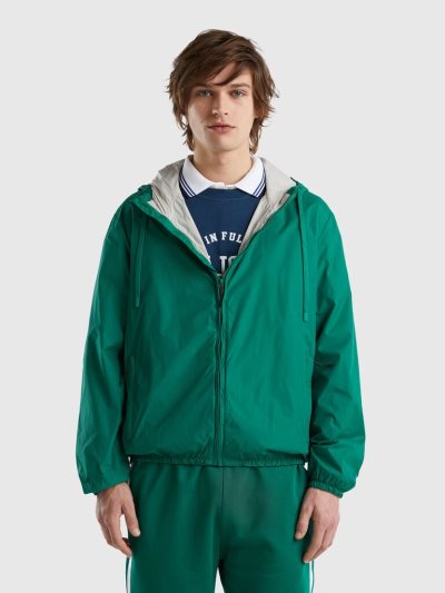 Men's Benetton Recycled Nylon Light Jackets Dark Green | NZ902434