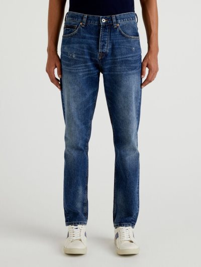 Men's Benetton Regular Fit Dropped Crotch Jeans Dark Blue | NZ533271