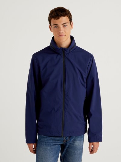Men's Benetton Regular Fit "Rain Defender" Light Jackets Dark Blue | NZ772908
