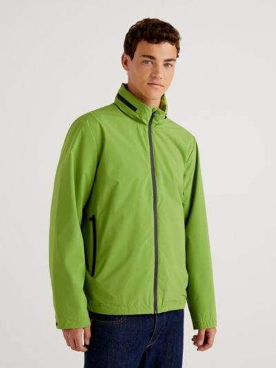 Men's Benetton Regular Fit "Rain Defender" Light Jackets Light Green | NZ779138