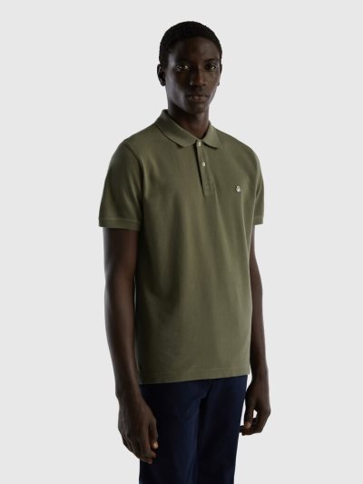 Men's Benetton Regular Fit Short Sleeve Polos Green | NZ467683