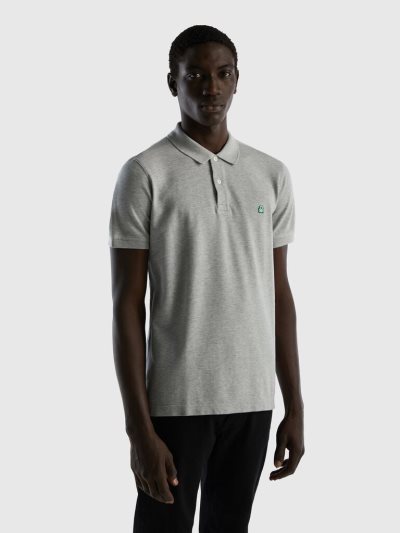 Men's Benetton Regular Fit Short Sleeve Polos Light Grey | NZ622293