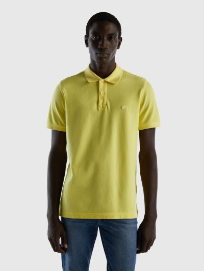 Men's Benetton Regular Fit Short Sleeve Polos Yellow | NZ705124