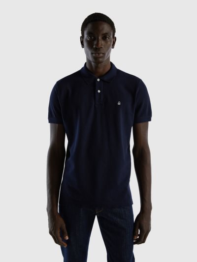 Men's Benetton Regular Fit Short Sleeve Polos Dark Blue | NZ866906