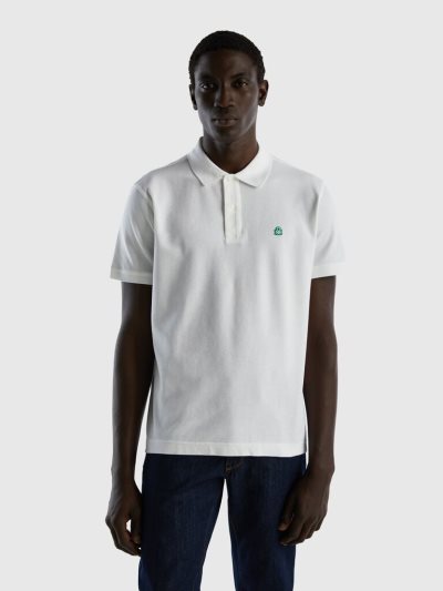 Men's Benetton Regular Fit Short Sleeve Polos White | NZ884821