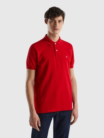 Men's Benetton Regular Fit Short Sleeve Polos Red | NZ951162