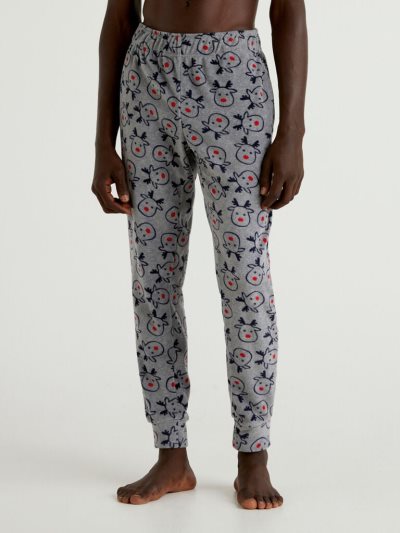 Men's Benetton Reindeer Warm Fleece Trousers Grey | NZ539503