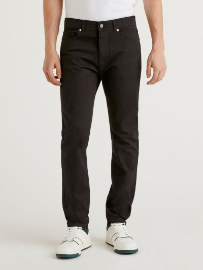 Men's Benetton Skinny Fit Jeans Black | NZ487428