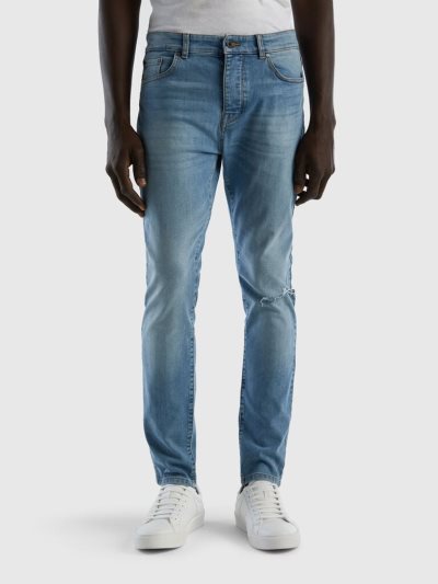 Men's Benetton Skinny Fit Jeans Blue | NZ172647