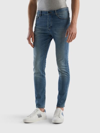 Men's Benetton Skinny Fit Jeans Light Blue | NZ611426