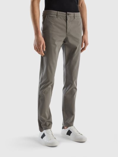Men's Benetton Slim Fit Chino Chinos Light Grey | NZ565439