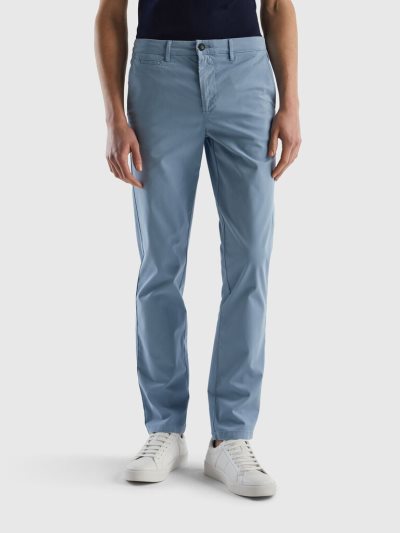 Men's Benetton Slim Fit Chinos Air Force Blue | NZ750418