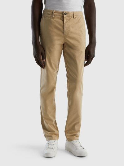 Men's Benetton Slim Fit Chinos Beige | NZ267428