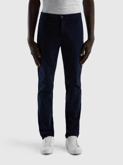 Men's Benetton Slim Fit Chinos Dark Blue | NZ739574