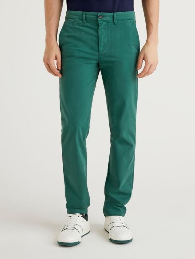 Men's Benetton Slim Fit Chinos Dark Green | NZ955413